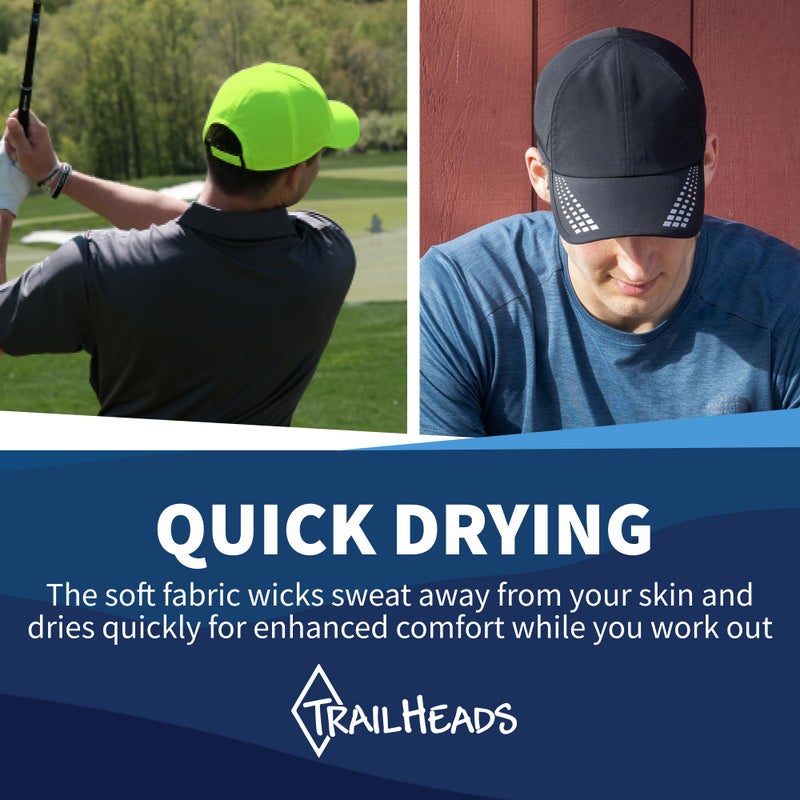 TrailHeads Men's Running Cap with UV Protection, Lightweight & Quick Drying Performance Sports Hat, UPF 50, Adjustable Fit - White - Image 5